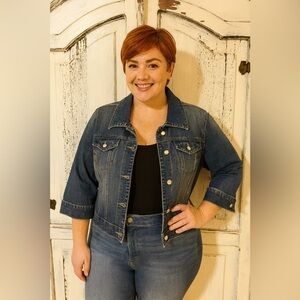 Style & Co. Crop Denim Jacket with 3/4 Sleeves [Large]